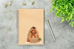 Lady Boss Illustration, Girl with Laptop, Boss Mama Clipart Product Image 3