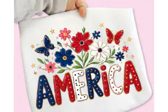 Boho Floral USA T-shirt Design, Floral America PNG, USA PNG Product Image 6