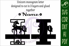 Unicorn Capital Monogram Letter name sign I SVG Product Image 3