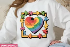 Heart Puzzle Design PNG, Autism Sublimation PNG Product Image 3