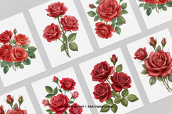 15 Bundle Watercolor Red Rose Romantic Floral Flower Elegant Product Image 3