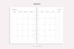 2028 Monthly Calendar on Two Pages with Notes, Printable Product Image 3