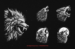 10 Bundle Dark Art Wolf Howling Beast Fangs Werewolf Skull Product Image 5