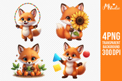 Cute Fox PNG Kids Sublimation Clipart 4 PNG Product Image 1