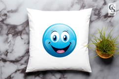 Blue Smiley Face Clipart Sublimation PNG Product Image 3