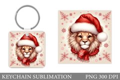 Cute Lion Keychain Sublimation. Christmas Keychain Design Product Image 1