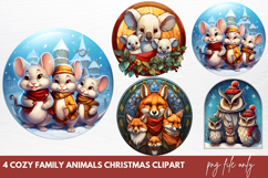 Cozy Christmas Family Animals Clipart Product Image 1