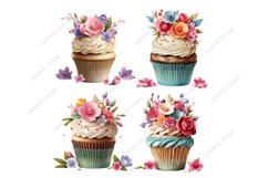 Floral Cupcake Clipart, Coffee Clipart Product Image 3