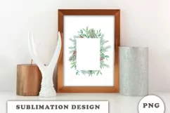 Watercolor Christmas Floral Frame png Product Image 3