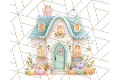 Pastel Halloween Town PNG Clipart, Spooky Shops &amp; Homes Png Product Image 3