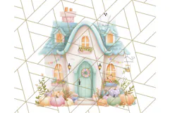 Pastel Halloween Town PNG Clipart, Spooky Shops & Homes Png Product Image 3