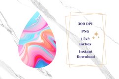 Liquid Teardrop Earring Sublimation, Fluid Art Earrings PNG Product Image 3