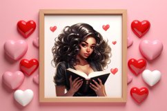 Valentines Day Bookworm African Girl Clipart Product Image 3