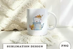 Watercolor Cozy Autumn Teapot sublimation PNG Product Image 3