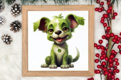 Green Christmas Dog Clipart Sublimation, Christmas Dog PNG Product Image 3