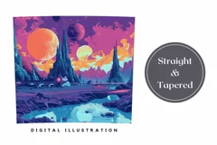 Neon Space Tumbler PNG, Planets Tumbler Sublimation Design Product Image 3
