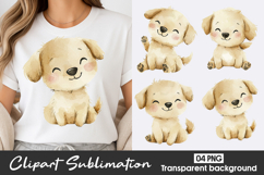 Cute Baby Puppy Watercolor Clipart Sublimation PNG Product Image 1