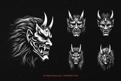 10 Bundle Dark Art Japanese Demonic Hannya Mask Oni Skull Product Image 5