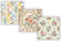 Pastel Folk Floral Digital Paper, Seamless Watercolor Product Image 3