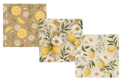 Lemon Daisy Shabby Digital Paper, Seamless Pattern Product Image 3