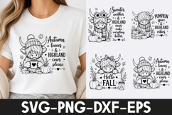 Autumn Leaves Highland Cow SVG PNG Product Image 1