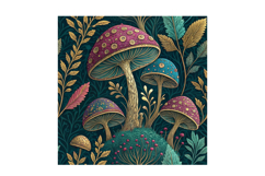 Maximalist Mushroom Tapestry Royal Pattern, Seamless Pattern Product Image 3