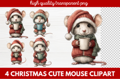 4 Christmas Cute Mouse Clipart | Adorable Holiday Mouse PNG Product Image 1