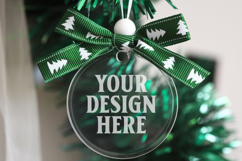 Christmas Acrylic Ornament Mockups | Round Clear Acrylic Orn Product Image 1