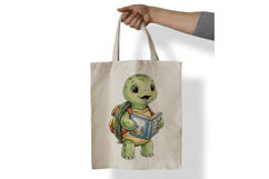 Cute Turtle Reading a Book with Backpack Watercolor PNG Product Image 6