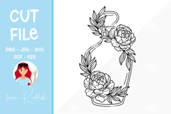 Floral perfume bottle Line Art Cut File Product Image 1