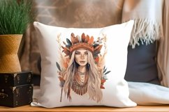 Digital set of 4 boho watercolor beautiful woman PNG Product Image 4