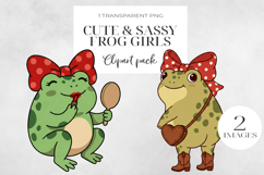 Cute Sassy Frog Girls PNG Clipart, Sublimation PNG. Product Image 1