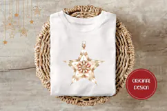 Boho Christmas Star Illustration, Gold Christmas PNG Product Image 3