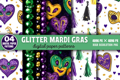 Glitter Mardi Gras Digital Paper Background Bundle PNG Product Image 4