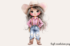 Little Cowgirl Clipart Sublimation PNG Product Image 1