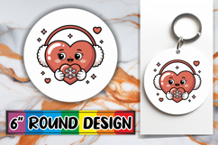 Cheerful Circle Coasters Design PNG, Valenines Heart Product Image 1