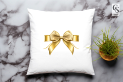 Golden Ribbon Bow PNG Clipart Product Image 3