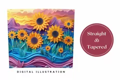 3D Flowers Tumbler Template, Paper Sunflowers Tumbler Wrap Product Image 3