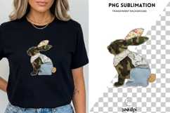 Patchwork Bunny PNG | Rustic Fabric Rabbit Clipart | Camo Product Image 3