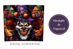 Stained Glass Halloween Tumbler Wrap, Halloween Clown PNG Product Image 3
