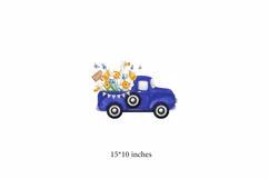 Blue Truck for Sublimation Springs PNG, Flower Clipart Truck Product Image 3