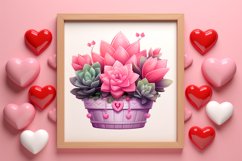 Pink Valentine Succulent Pot Clipart Product Image 3