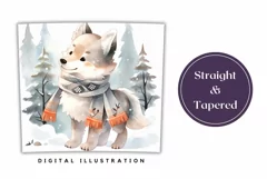 Christmas Tumbler Wrap, Watercolor Baby Wolf Tumbler Design Product Image 3
