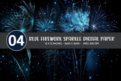 Blue Firework Sparkle Digital Paper Product Image 1