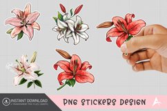 Lily Sticker Clipart,Botanical Lily Sticker Product Image 1