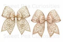 Bows, Gold, Cream, Ephemera, PNG, Flower, Clipart Product Image 3