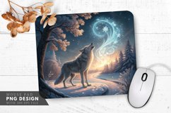 Winter Enchantment A Wolf Dancing Snowflakes Mouse Pad PNG Product Image 1