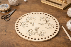Laser cut basket cover with flowers 8 inch round digital Product Image 3