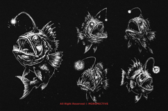 10 Bundle Dark Art Angler Fish Sea Creature Horror Deep Sea Product Image 5