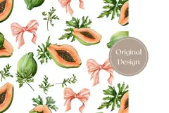 Watercolor Papaya Tumbler Design, Papaya Fruit Sublimation Product Image 3